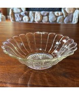 Vintage Serving Bowl Clear Glass Salad Starburst Bottom Scalloped Wavy E... - £17.07 GBP