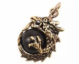 Bronze Dragon Pendant with Black Sphere – Fantasy Protection Amulet - $19.99