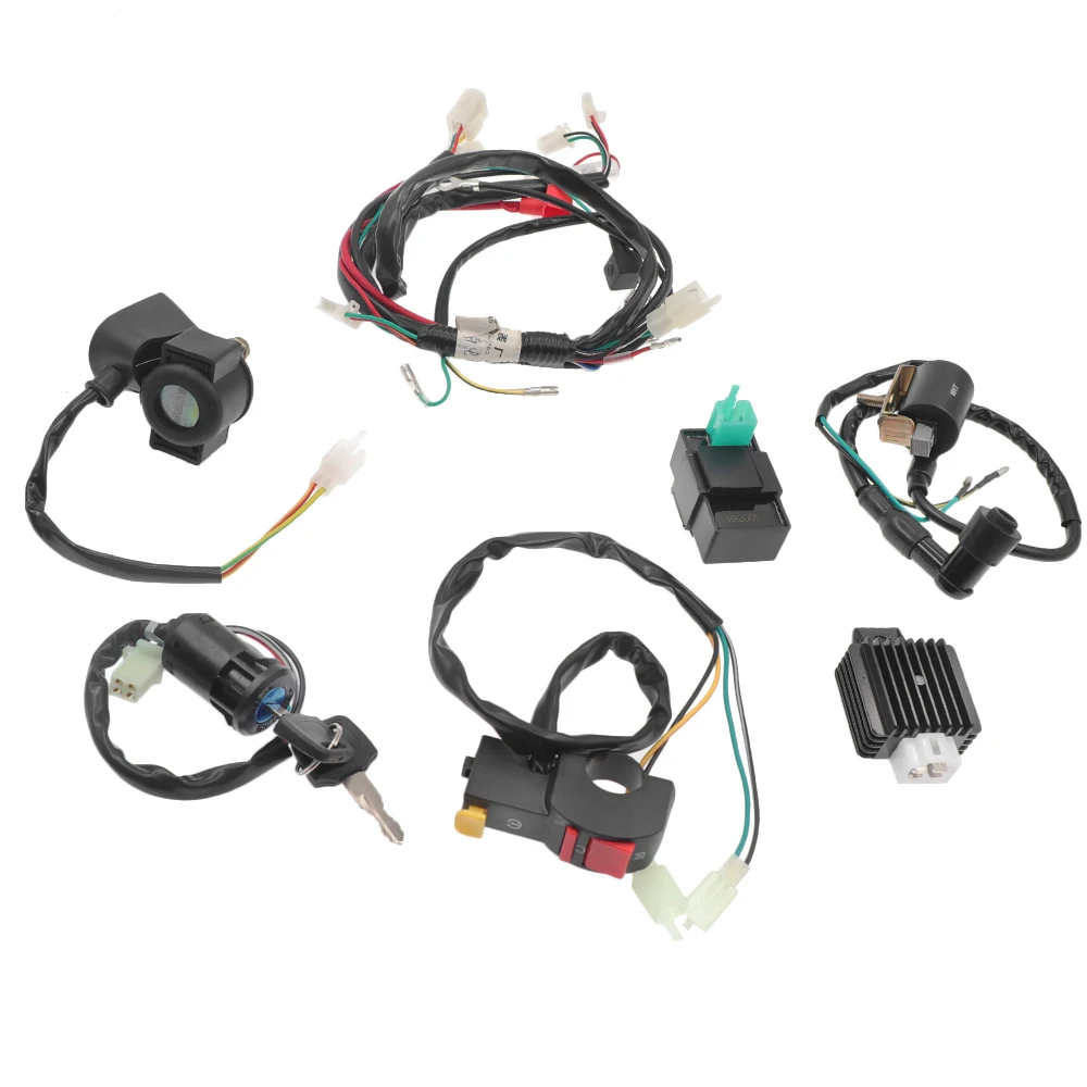 Set of 7 pieces 50CC-110CC 1 Set CDI Wiring Harness Loom Solenoid Ignition  Rect - £196.68 GBP