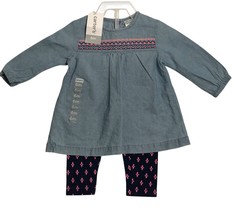 Carters Baby Girls Outfit Chambray Long Sleeve Denim Shirt Print Legging... - $14.84