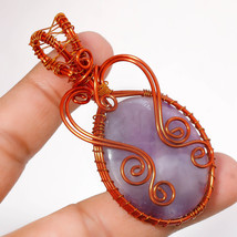 African Amethyst Gemstone Wire Wrapped Handcrafted Pendant Copper 2.70&quot; SA 1451 - $4.99