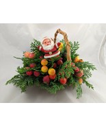 Holiday Basket Table Centerpiece Santa Claus Berries 8 Inch Portugal Vin... - £15.40 GBP