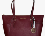 New Michael Kors Charlotte Large Shoulder Tote Leather Dark Cherry with ... - $113.91