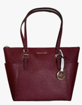 New Michael Kors Charlotte Large Shoulder Tote Leather Dark Cherry with ... - £90.00 GBP