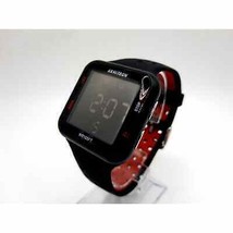 Armitron Pro Sport Digital Watch Men Black Red Square Timer 50M New Battery - £15.97 GBP