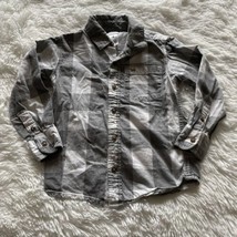 Carter’s Button Down Plaid Shirt, Size 4, Gray, White, 100% Cotton, Long... - $11.99