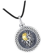 Lion/Crystal Celtic Urn Necklace For Ashes S925 Urn - £143.33 GBP