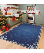 Washable Rug 3X5 Small Bedroom Rug for Holiday Non Slip Christmas Snowfl... - $1,053.94 MXN