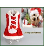 NEW PET DOG CAT Red Velour White Faux Fur Christmas Holiday Dress  XS S ... - $16.07 CAD+