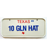 Vtg 89 Texas BICYCLE LICENSE PLATE-10 GLN HAT-Bike-Metal-Embossed-White - €13,79 EUR