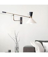 1950 MidCentury Matte Black white Antique Brass italian Industrial wall ... - €261,52 EUR