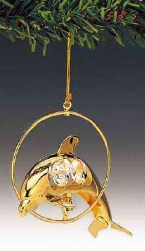 Gold and Crystal Dolphin Ornament - $19.80