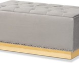 Baxton Studio Powell Glam and Luxe Grey Velvet Fabric Upholstered and Go... - $221.99