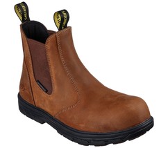 Men&#39;s SKECHERS Work Vicksburk Sorrin Leather Boot, 200164 /CDB Multi Sizes Brown - £104.38 GBP