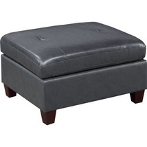 Contemporary Genuine Leather 1pc Ottoman Black Color Tufted Seat - £313.92 GBP