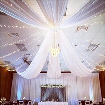 White Ceiling Drapes For Wedding 6 Panels 5&#39; X 10&#39; Chiffon Arch Draping ... - $81.97