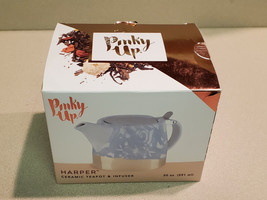True Brands Pinky Up Harper Ceramic 20 Oz. Teapot &amp; Infuser 2017 (NEW) - £15.78 GBP