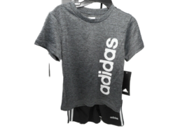 Adidas 2pc Boys Babies Shorts Shirt Matching Set Black Gray 24 M NWT $40 - £17.72 GBP