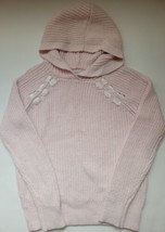 Girls Abercrombie&amp;Fitch Kids hooded knit sweater Pink sz 9/10 ribbon trim hoodie - £15.10 GBP