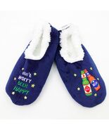Snoozies Men&#39;s Slippers Don&#39;t Worry Beer Happy Extra Large 13 Blue - $20.54 CAD
