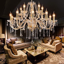 Gold Color Luxurious Candle Crystal Chandelier, 15 Lights K9 Modern Crystal Chan - £608.98 GBP