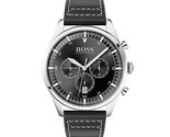 Hugo Boss Herren-Chronograph, Lederarmband, schwarzes Zifferblatt,... - $124.50