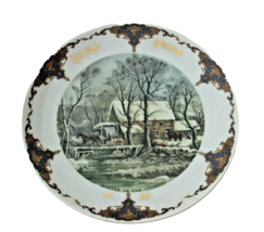 Vintage 1983 Moyer’s Reunion Wall Plate Currier &amp; Ives Winter In The Country - £5.53 GBP