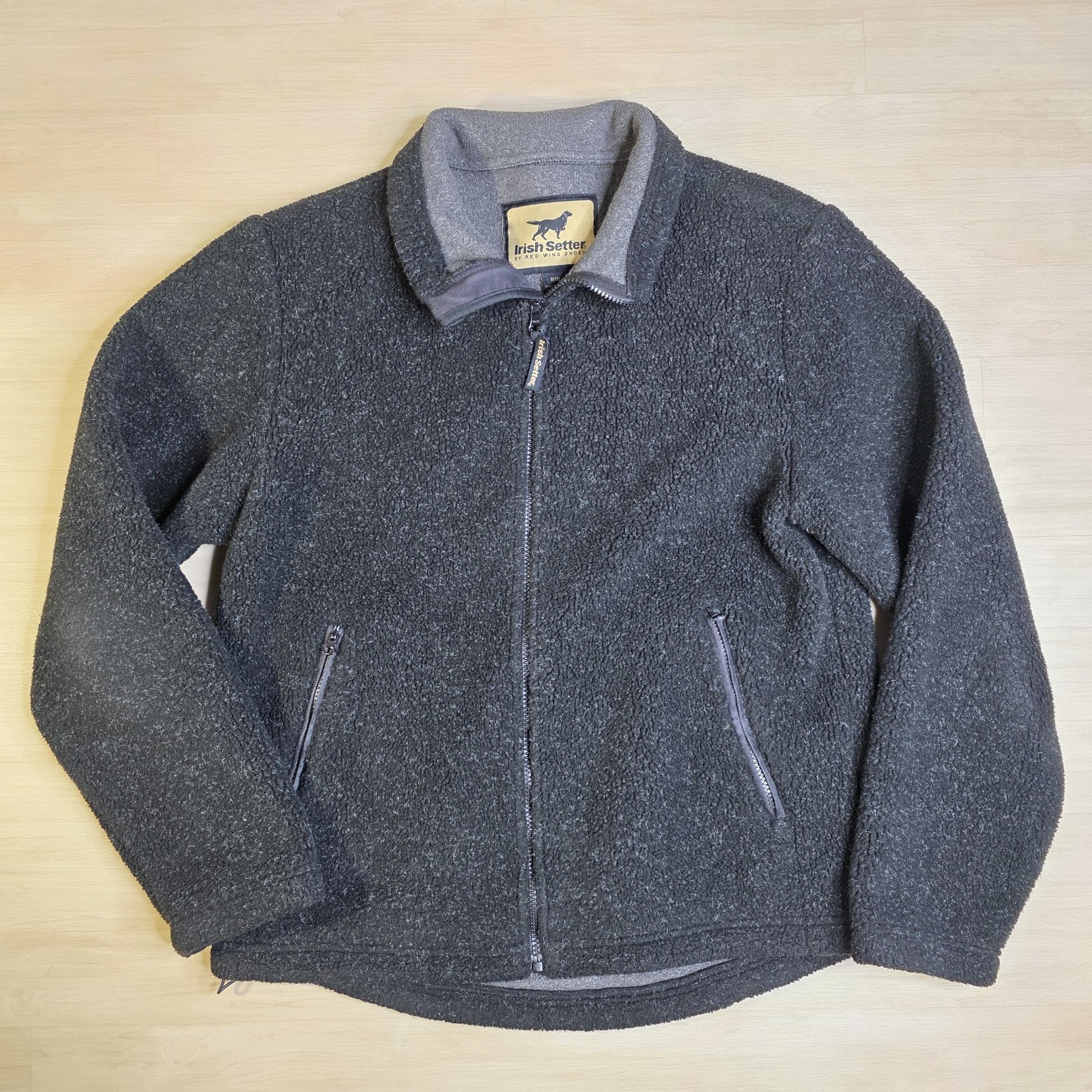 Irish Setter Fleece Jacket Gray Hunting Heavy Full Zip Pockets UltraDry ... - $39.49