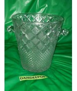 Antique Diamond Cut Textured Pattern Heavy Crystal Ice Bucket With Handl... - £89.54 GBP