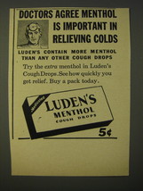 1950 Luden&#39;s Menthol Cough Drops Ad - Doctors agree menthol is important - $18.49