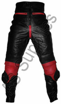 &quot;LUCKY STRIKE&quot; New Black/Red Leather Motorcycle Trousers Pants - All siz... - $179.00