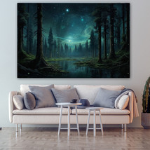 Forest at night Canvas Painting Wall Art Poster Landscape Canvas Print Picture - £10.99 GBP+