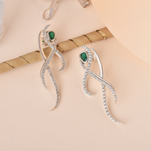 925 Sterling Silver Bright As Day Green Onyx &amp; Cubic Zirconia Gemstone Earrings - £214.89 GBP