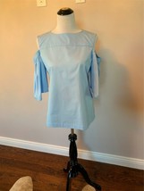 NWOT Iris &amp; Ink Cotton Sky Blue Open Shoulder Blouse SZ US 10/12 - £56.21 GBP