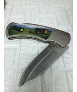 XL Huge John Deere Tractor Print Pocket Knife Collector Stainless Made I... - $61.91