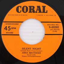 Ames Brothers – Silent Night / Adeste Fideles - 1950 7&quot; 45 rpm Record 9-60268 - $6.65