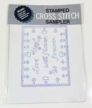 Vtg Bucilla Stamped Cross Stitch Sampler Love Will Flower... - £6.99 GBP