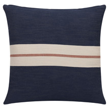 24&quot; X 24&quot; Blue Striped Cotton Zippered Pillow - £60.87 GBP