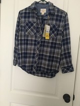 Weatherproof Boys Blue Plaid Flannel Long Sleeve Button Down Shirt Size Medium - £24.14 GBP