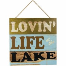 Lovin Life At The Lake Wood Wall Sign Rustic Decor 16 x 16 - £19.83 GBP