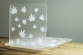 Cannabis Leaf Coaster | Transparent Engraved Marijuana Weed CBD Coaster - £4.74 GBP+