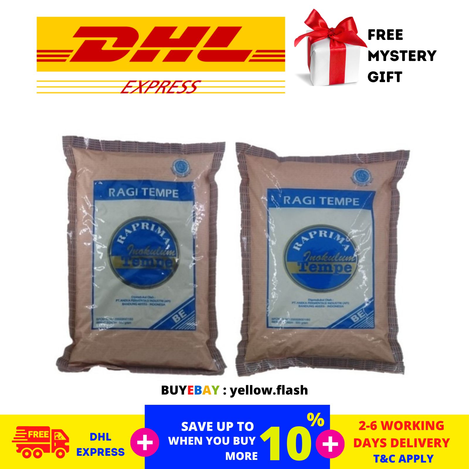 (10 x 500g) RAPRIMA TEMPEH RAGI TEMPE Starter Inoculum Tempeh Soya Protein - $122.57