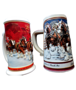 2 BUDWESER STEINS: 25 YRS ANNIVERSARY HOLIDAY 2004 &amp; ANHEUSER-BUSCH SNOW... - €34,38 EUR