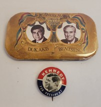 Vtg John F Kennedy JFK For President Pinback Pin Political Button Dukaki... - £17.12 GBP