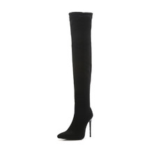 Black High Heels Over The Knee Boots Women Thigh High Boots Ladies Autumn Winter - £60.56 GBP