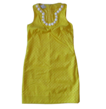 NWT Maggy London Banana Yellow Mod Jacquard Bead Embellished Neck Shift Dress 2 - £23.30 GBP