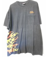 Black Location Embroidered Pocket T-Shirt Harley Davidson wrap flames Do... - $595.01 MXN