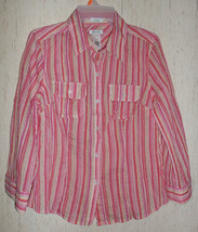 New Womens Liz &amp; Co. Strech Stretchy Crinkle Stripe Blouse Size M - £18.40 GBP