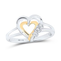 Two-tone Sterling Silver Womens Round Diamond Heart Ring .03 Cttw - £48.27 GBP