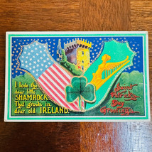 Patriotic St. Patrick&#39;s Day Stars &amp; Stripes Embossed Postcard Love The S... - $9.85